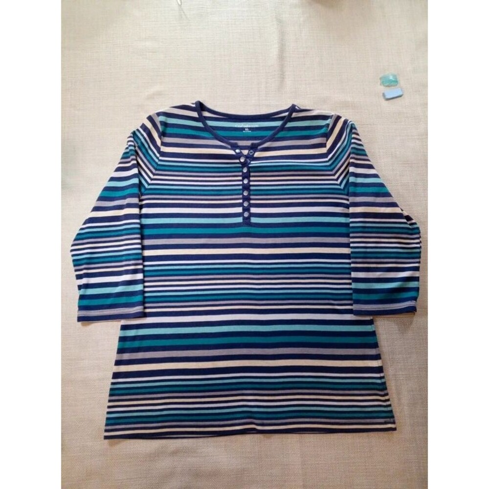 Croft&Barrow Women's Henley XL / Striped 3/4 sleeve